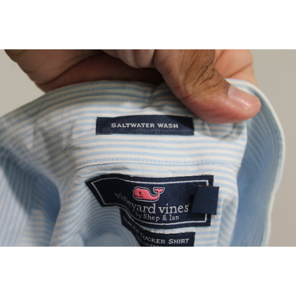 Vineyard Vines Men Blue Button Down Shirt Slim Fit Tucker Shirt Size XL - Picture 3 of 9